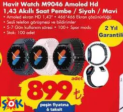 HAVİT WATCH M9046 AMOLED HD 1.43 AKILLI SAAT PEMBE/SİYAH/MAVİ